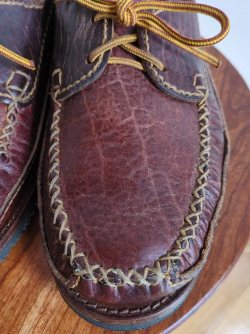 Chippewa Bison Leather Vibram Sole Loafers Shoes Mens 12 D Rugged Brown USA